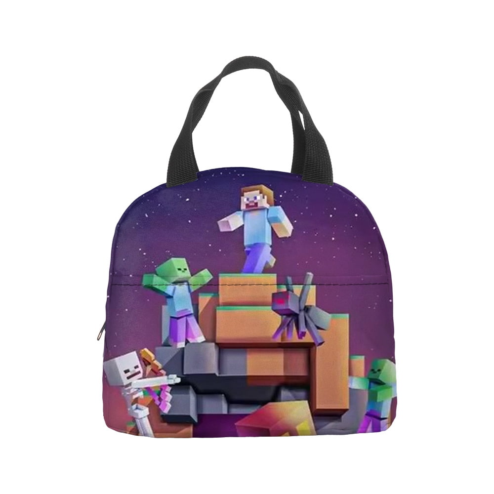 Minecraft Rucksack Item Minecraft lunch bag| Gamer Black Rucksack | Green Creeper Zombie ...
