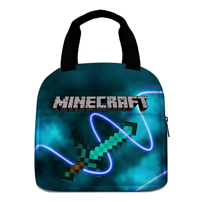 Minecraft Rucksack Item Minecraft lunch bag| Gamer Black Rucksack | Green Creeper Zombie ...