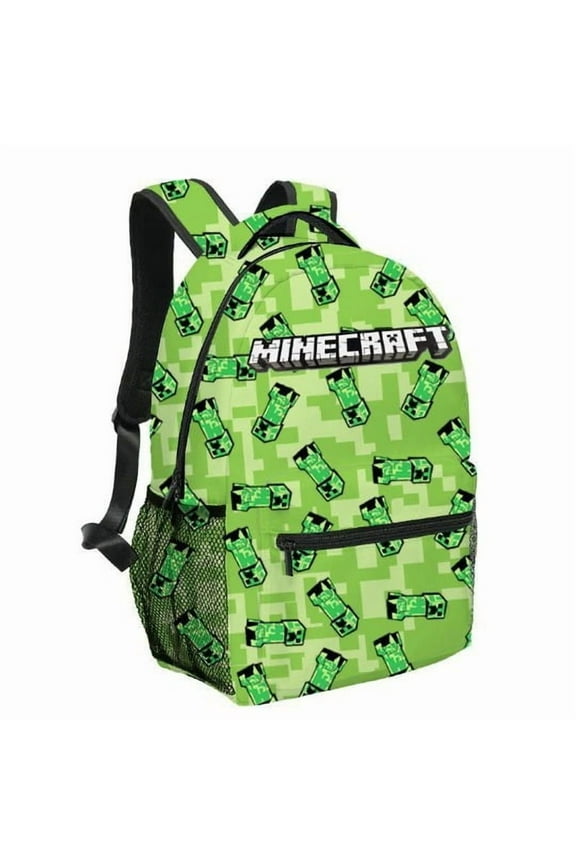Minecraft printed backpack, waterproof, casual and lightweight, suitable for primary and secondary school students, 17-inch backpack
