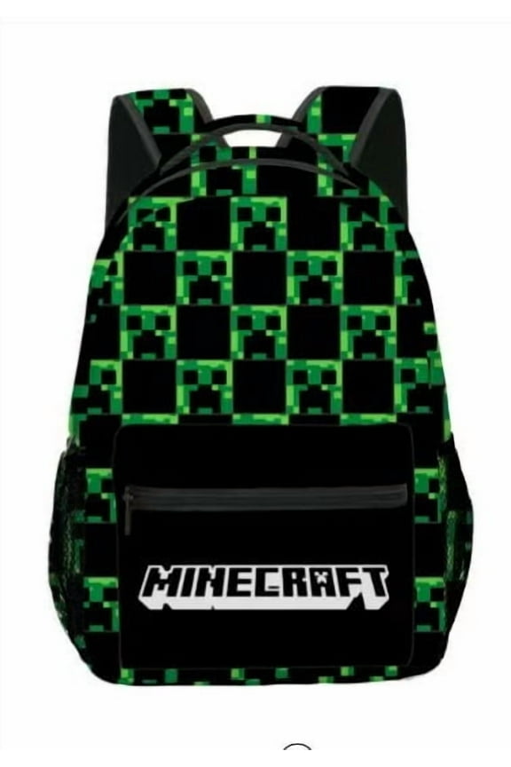 Minecraft printed backpack, waterproof, casual and lightweight, suitable for primary and secondary school students, 17-inch backpack