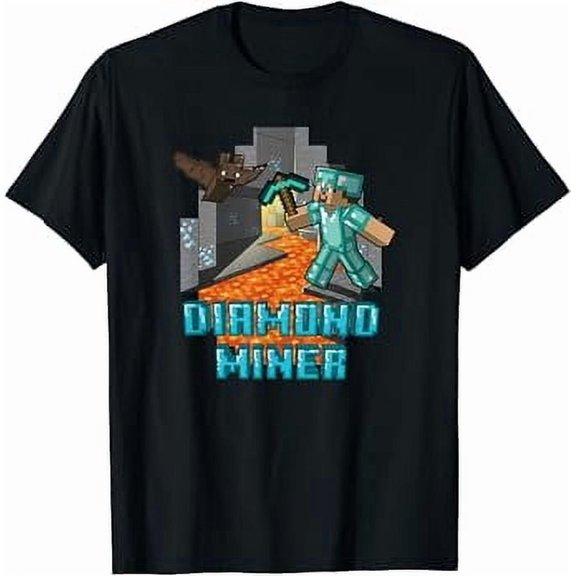 Minecrt Steve Vs Bat Diamond Miner Poster T-Shirt