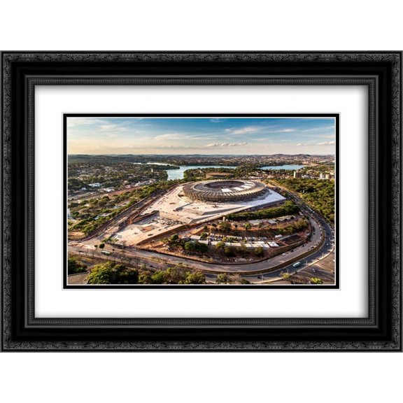 Mineirao Stadium 2x Matted 24x20 Black Ornate Framed Art Print from the Stadium Series