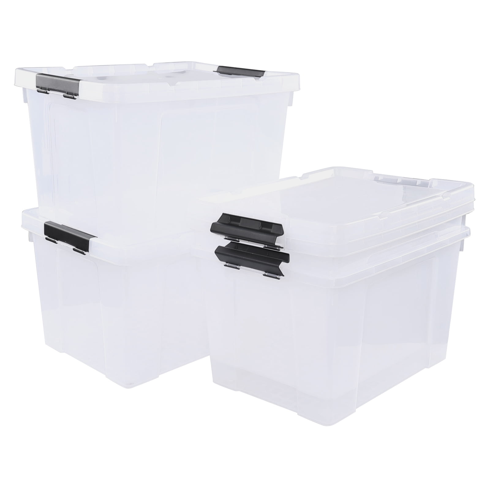 Minekkyes 50 Quart Clear Storage Containers, Large Rolling Stackable ...