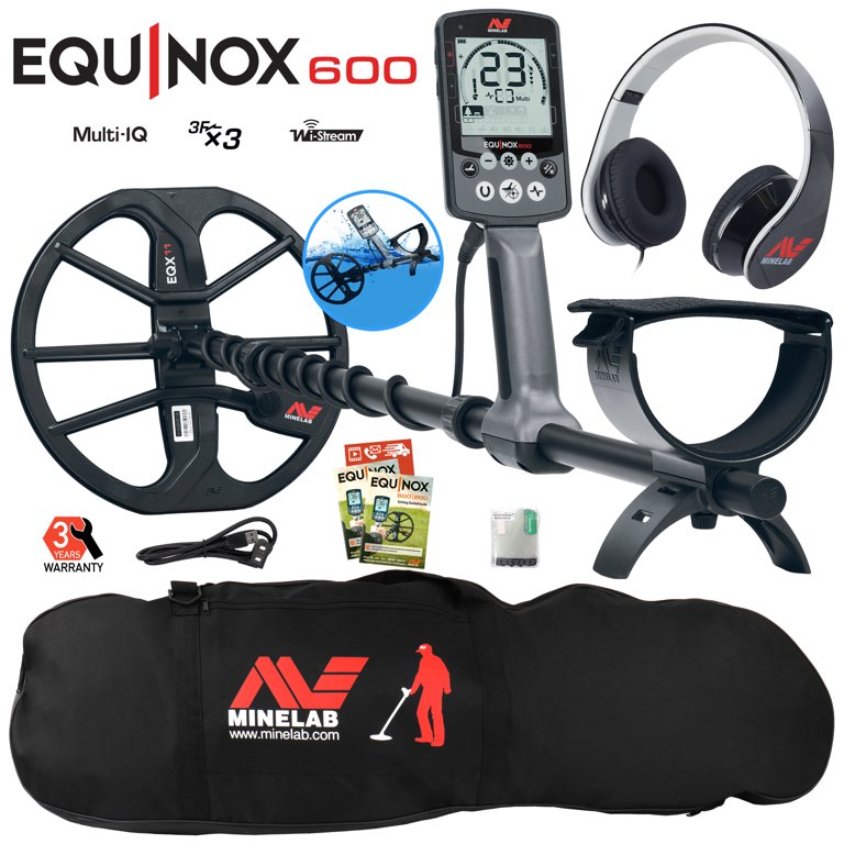 Minelab EQUINOX 600 Multi-IQ Metal Detector with Black Padded