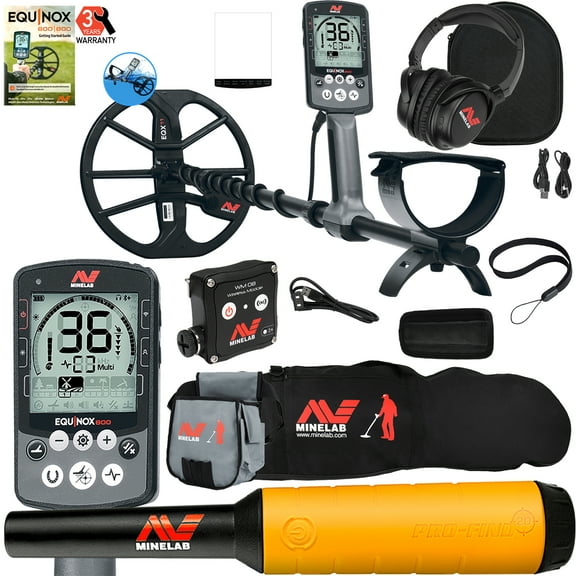 Minelab EQUINOX 800 Metal Detector w/ Pro-Find Pinpointer, Carry Bag, Finds Pouch