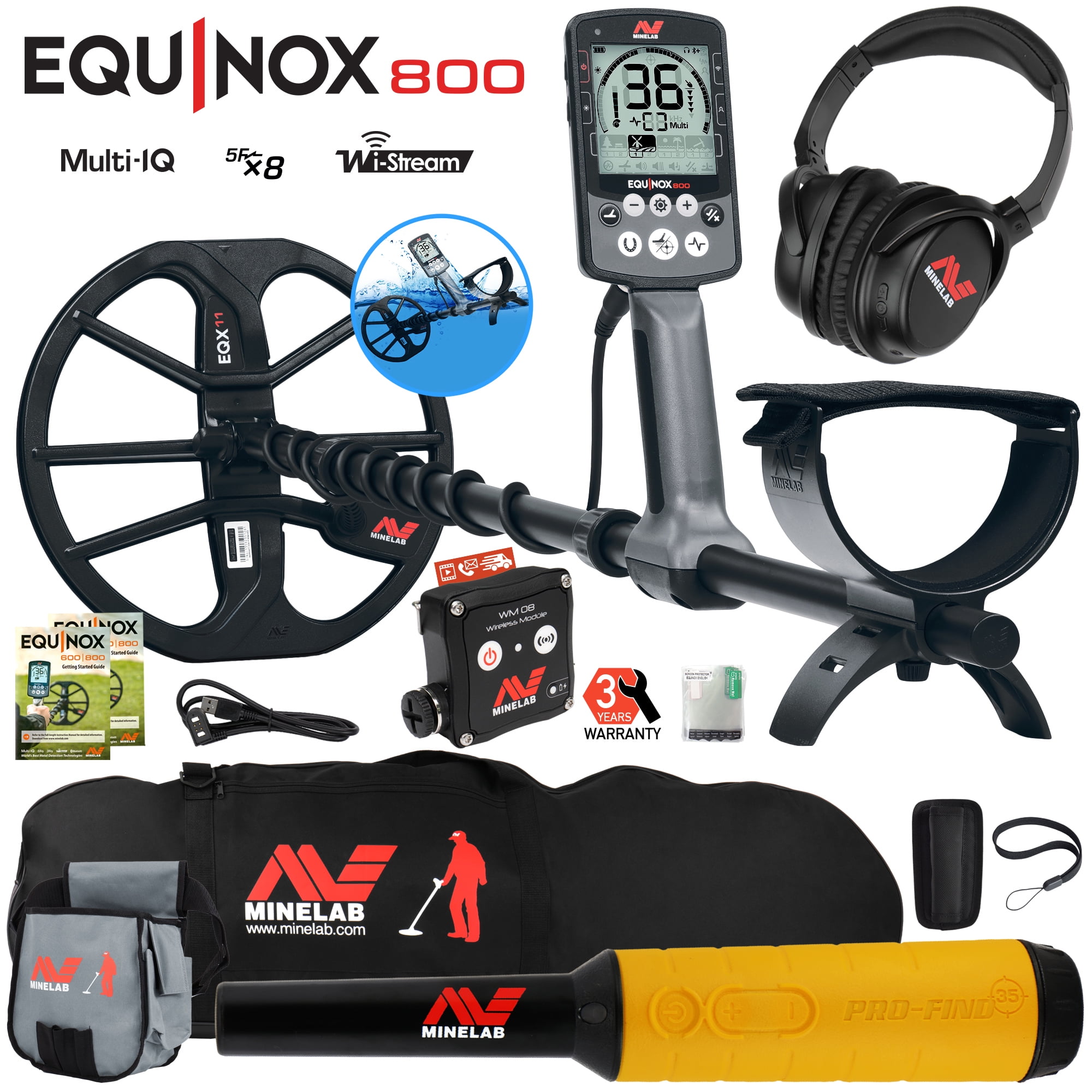 Minelab EQUINOX 800 Metal Detector with Pro Find 35, Carry Bag, Finds Pouch