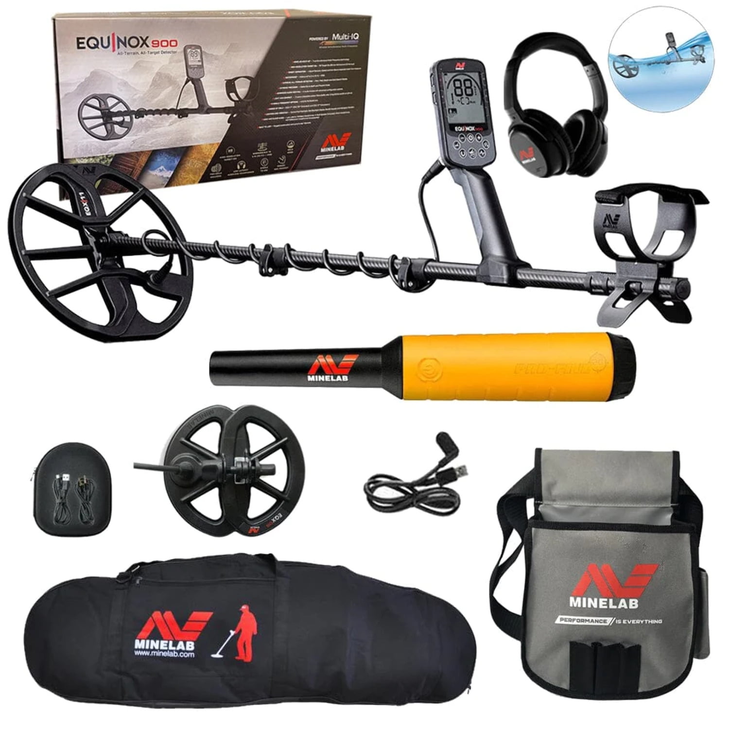 Minelab EQUINOX 900 Multi-IQ Metal Detector with Pro-Find 20 Pinpointer ...