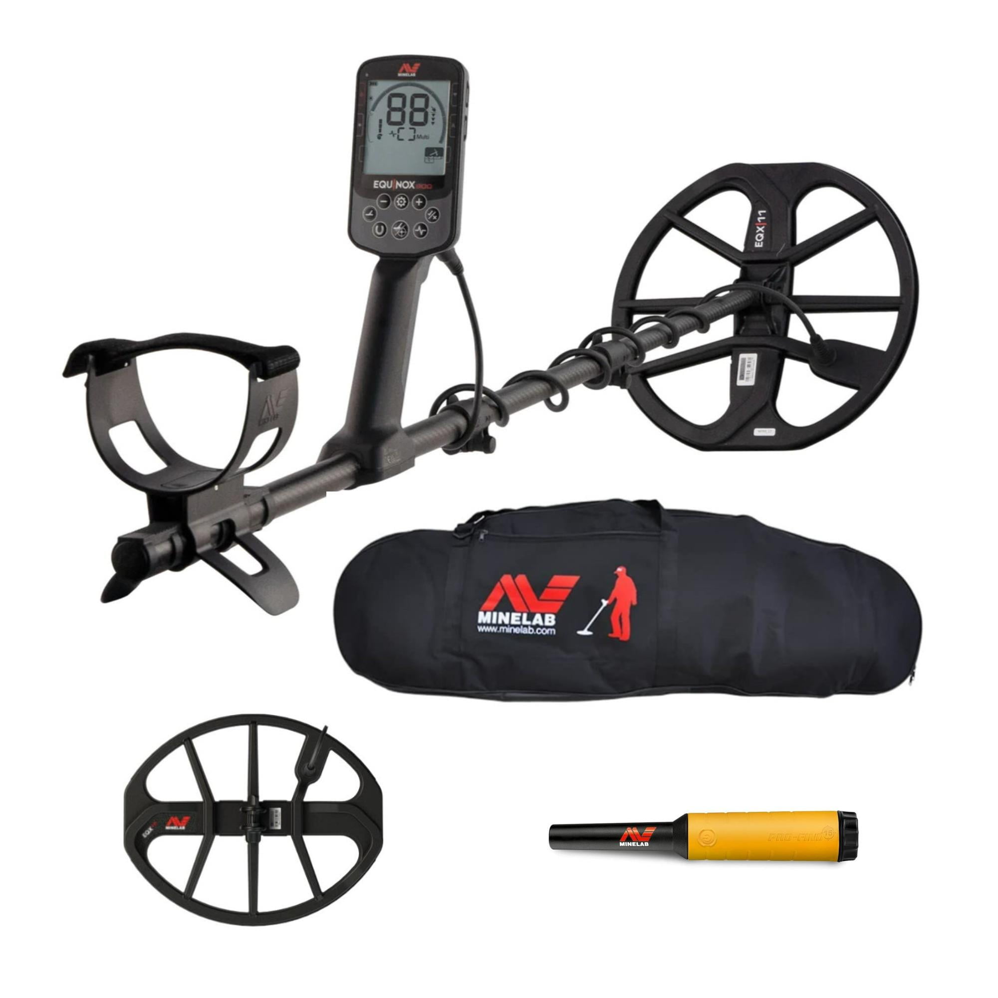 Minelab Equinox 900 Waterproof Metal Detector with EQX SmartCoil and Case Bundle