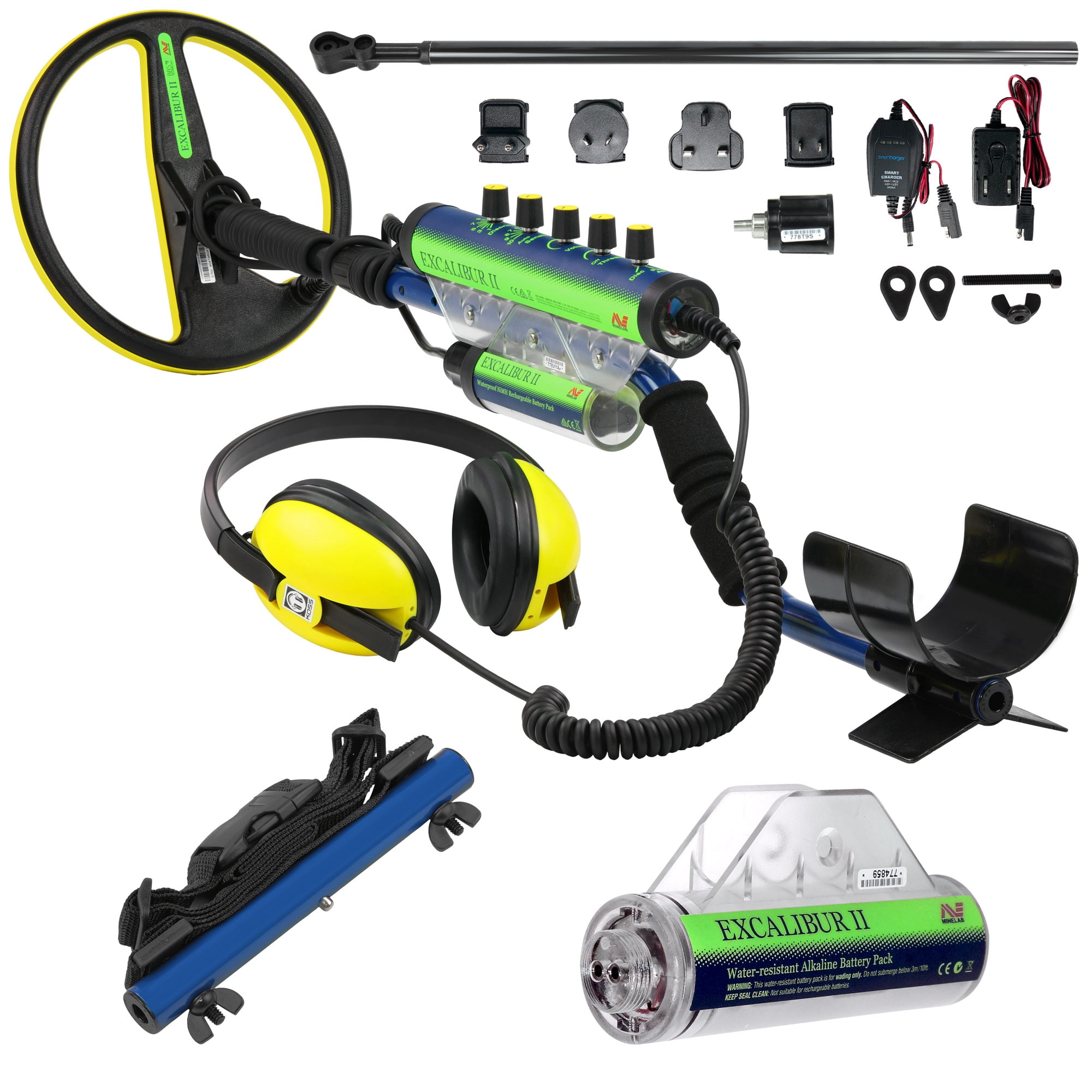 Minelab Excalibur II Yellow LCD Display Alkaline Battery Powered Metal Detector