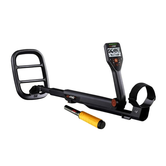 Minelab GO-FIND 44 Lightweight and Compact Metal Detector with 10-Inch Waterproof Coil (Black) Bundle with Minelab PRO-FIND 20 High Visibility Pinpointer with DIF Technology (2 Items)