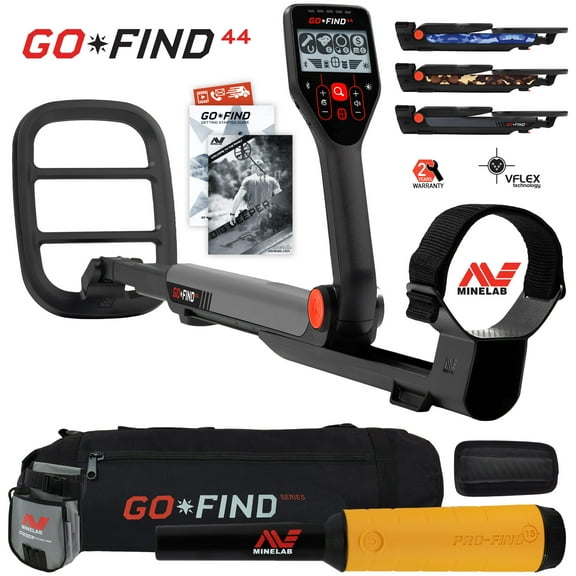 Minelab GO FIND 44 Metal Detector with PRO FIND 15, Black Carry Bag, Finds Pouch