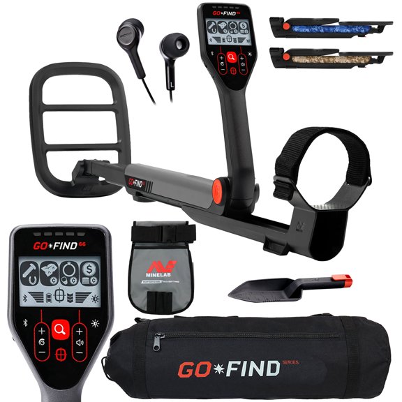 Minelab GO FIND 66 Metal Detector with Black Transport Carry Bag and Finds Pouch