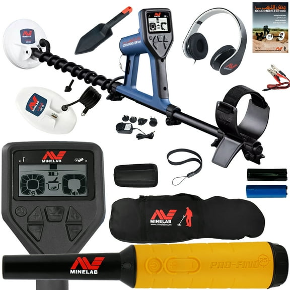 Minelab GOLD MONSTER 1000 with Pro Find 35, Carry Bag, 2 Search Coils, and More