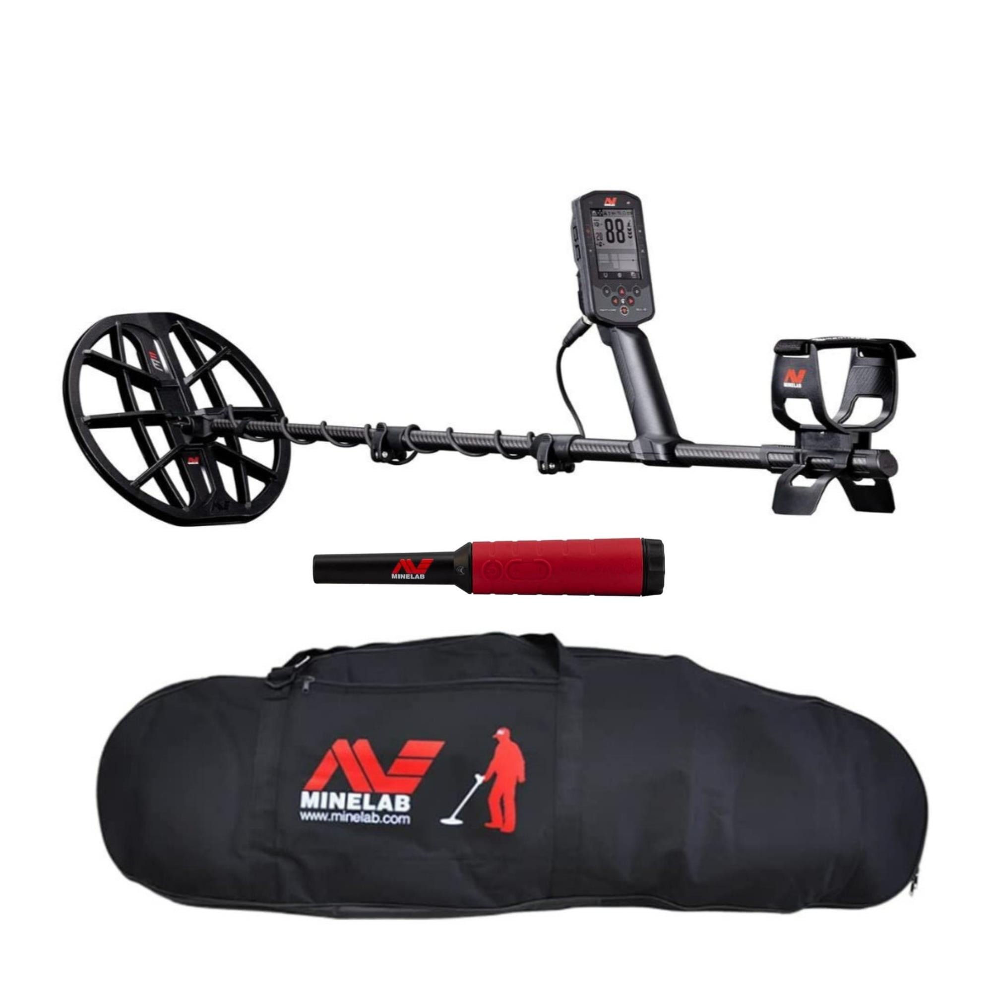 Minelab Manticore Metal Detector Bundle with Minelab PRO-FIND 40 Waterproof Pinpointer and Minelab Universal Detector Carry Bag with Adjustable Shoulder Strap (Black) (3 Items)