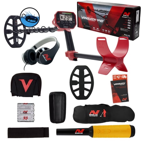 Minelab VANQUISH 440 Detector w/ 10" x 7" Waterproof DD Coil, Pro-Find 35, & Bag