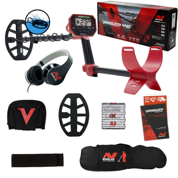 Minelab VANQUISH 440 Metal Detector with V10 10" x 7" Waterproof DD Coil and Bag