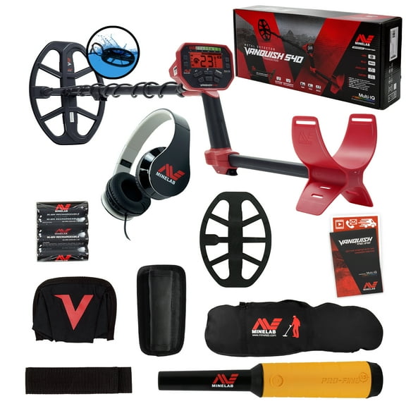 Minelab VANQUISH 540 Detector w/ 12" x 9" Waterproof DD Coil, Pro-Find 15, & Bag