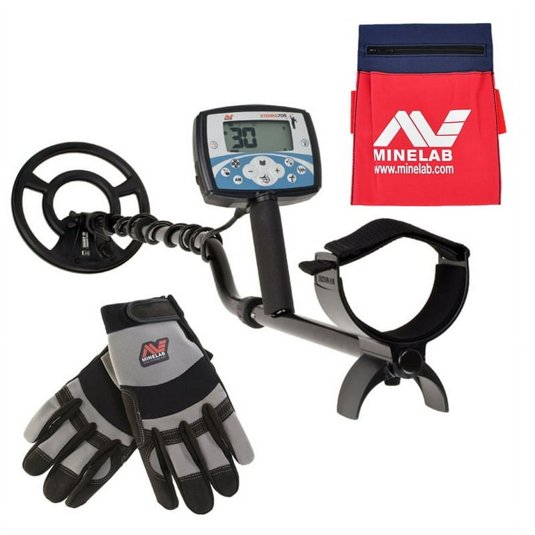 Minelab X-Terra 705 Metal Detector with 9 inch Search Coil with Gloves and  Tool Pouch 
