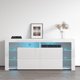 thumbnail image 1 of Minelli TV Stand for TVs up to 70", Modern High Gloss 61" Entertainment Center, TV Media Console with Storage Cabinets and LED Lights, 1 of 6