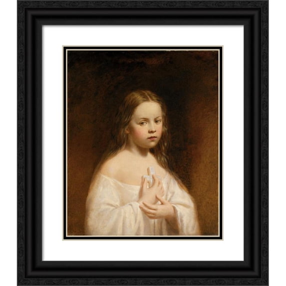 Miner Kilbourne Kellogg 15x18 Black Ornate Wood Framed Double Matted Museum Art Print Titled - Portrait of Hiram Powers’ Daughter