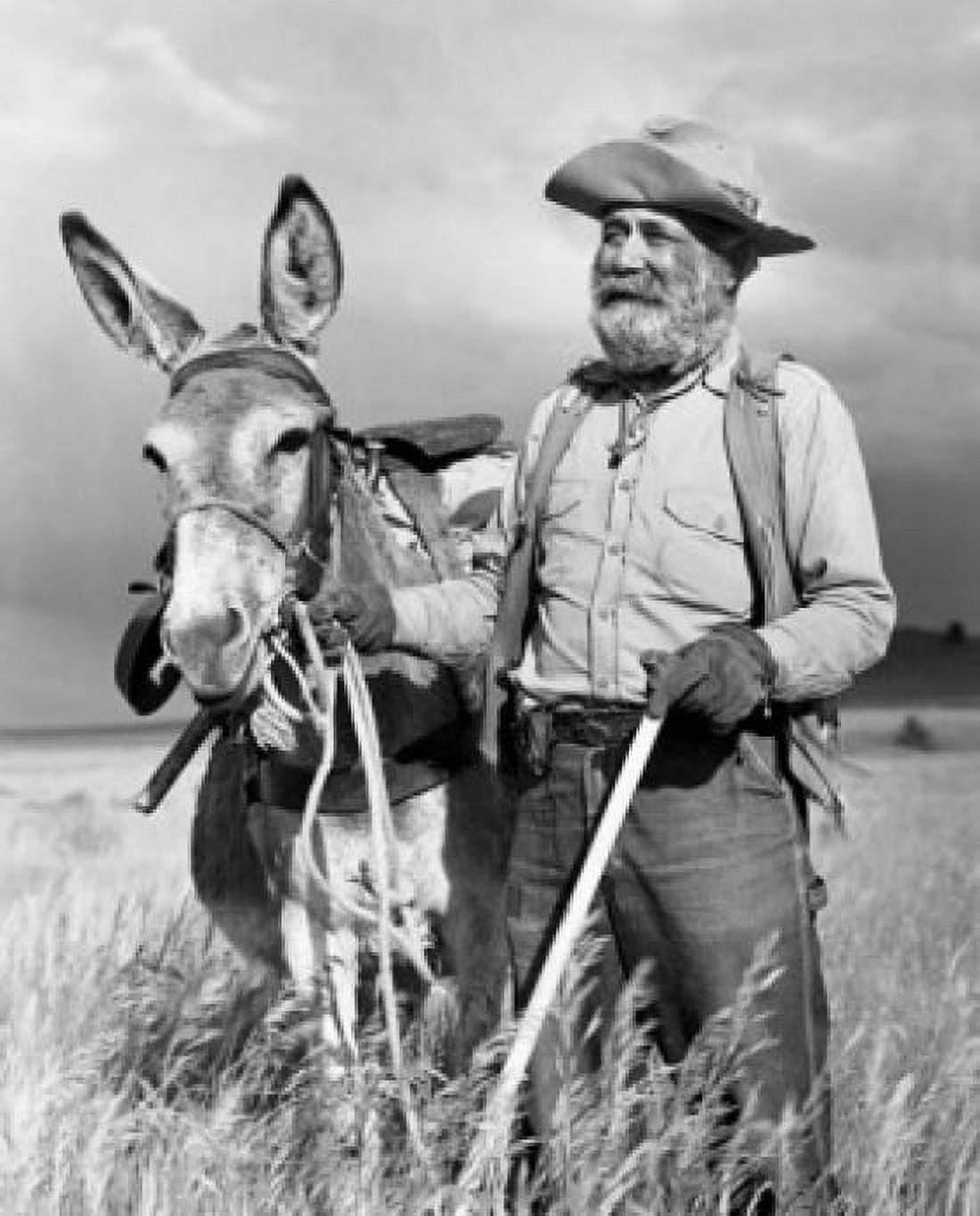 Miner with his donkey Canvas Art - (24 x 36)