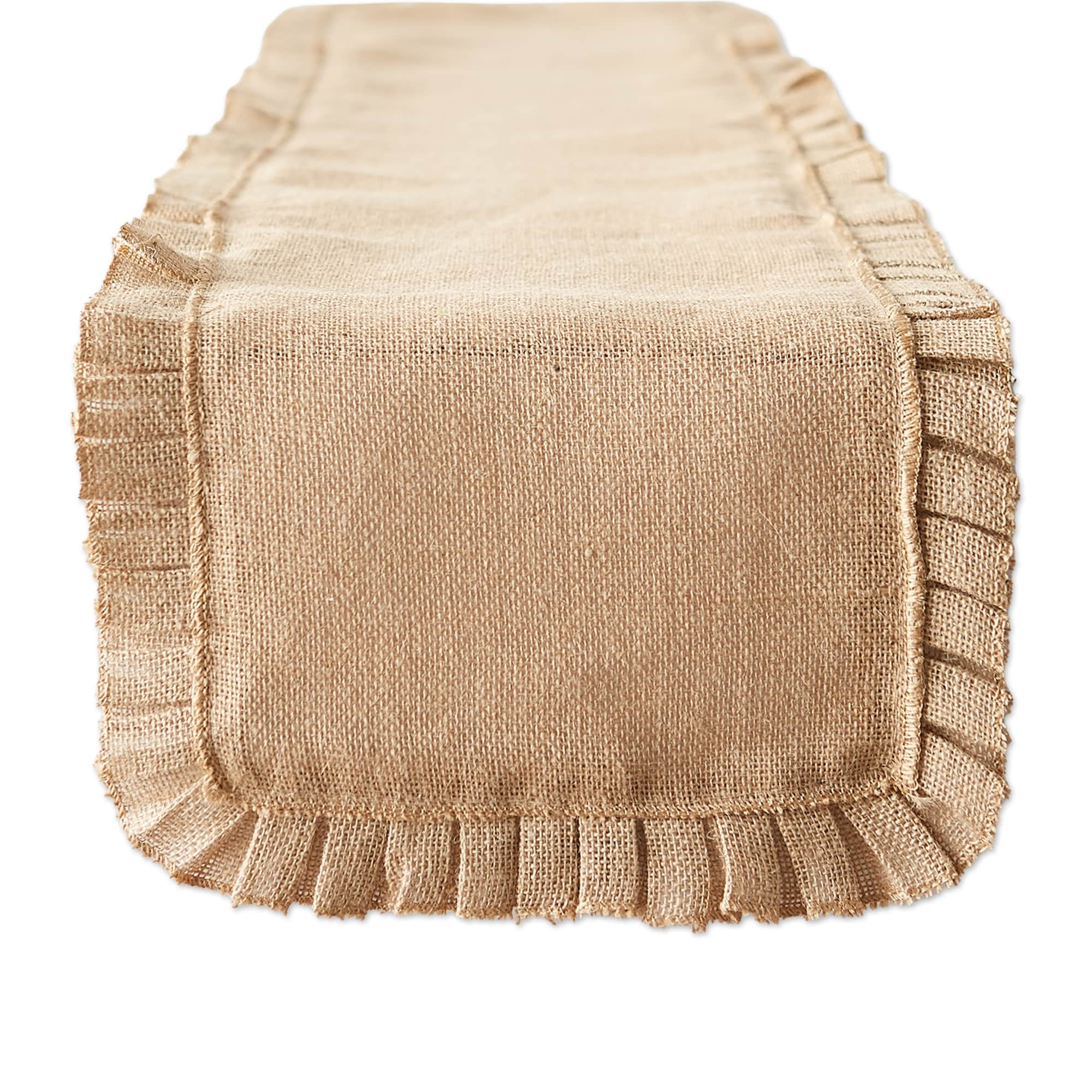 Natural Jute Aztec Print Table Runner with Tassels, 14x72
