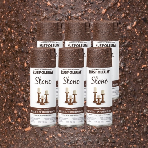 6 Pack, Mineral Brown, Rust-Oleum American Accents Textured Spray Paint-342731, 12 oz