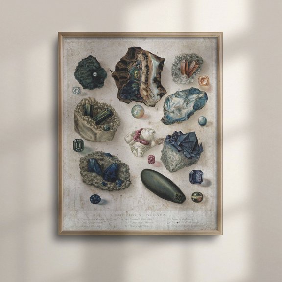 Mineral Chart Wall Art Print Boho Crystal Decor