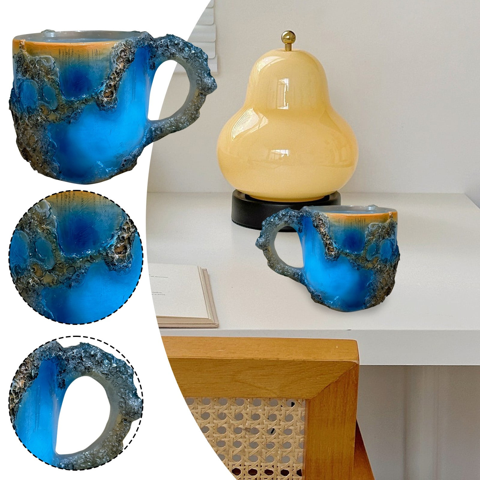 Mineral Crystal Coffee Mugs, Colorful Natural Mineral Crystal Mugs