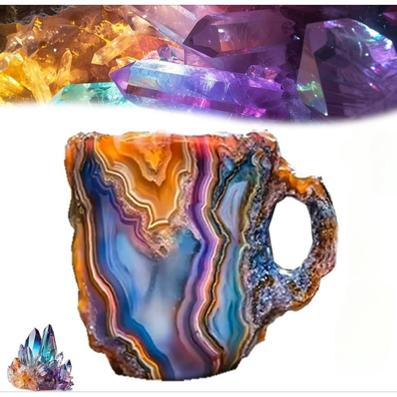 Mineral Crystal Coffee Mugs, Crystal Mugs for Coffee, Natural Mineral Crystal Coffee Mug, 2024 Multi-Colored Crystal Mineral Coffee Mugs, Mineral Crystal Coffee Mugs