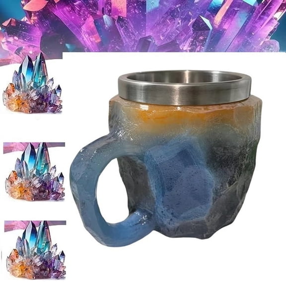 Mineral Crystal Coffee Mugs Multi-Colored Coffee Mug Natural Colorful Crystal Christmas Mugs Gift for Home Office