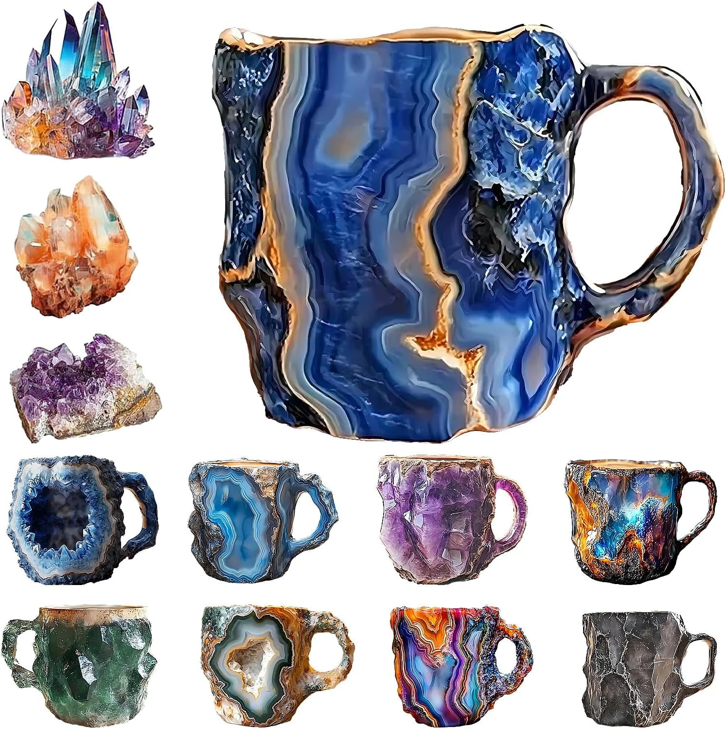 Mineral Crystal Coffee Mugs Resin Coffee Mugs Mineral Crystals Cups ...