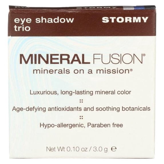 Mineral Fion Eye Shadow Trio, Stormy, Hypo-Allergenic, Paraben Free Long Lasting Mineral Color