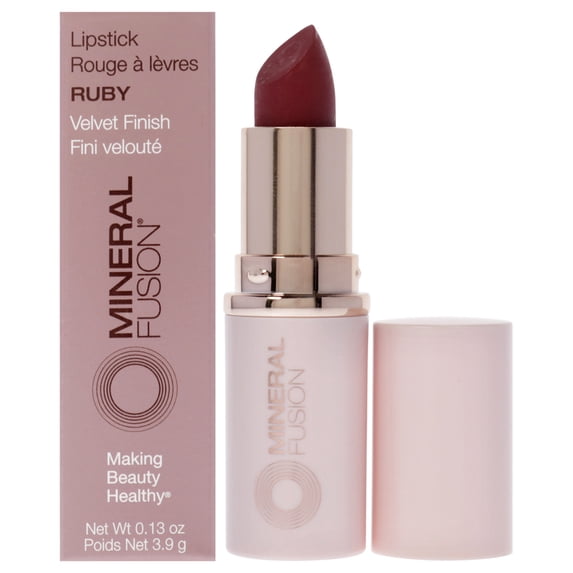 Mineral Fusion Lipstick Ruby, Bright Red, 0.13 oz, Smudge-Free, Long Lasting