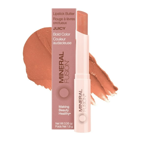 Mineral Fusion Nourishing Lipstick Butter Juicy, Peach Coral, 0.06oz, Vivid, Long-Lasting