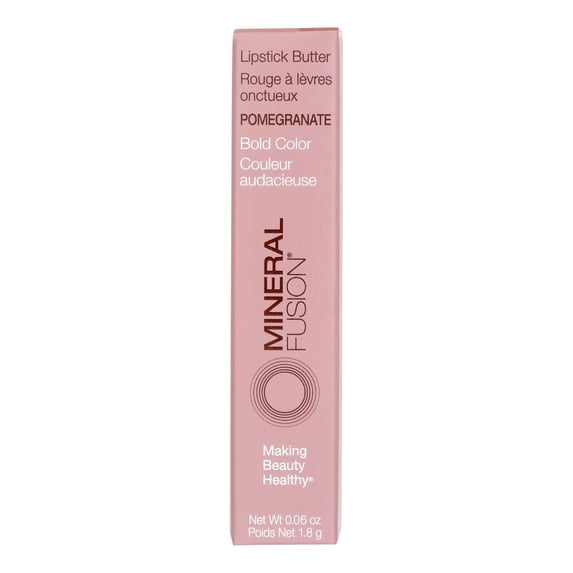 Mineral Fusion Nourishing Lipstick Butter Pomegranate, Deep Red, 0.06 oz, Vivid, Long-Lasting