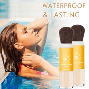Mineral Hair Sunscreen Setting Powder, SPF 35, Matte Oil Control Mineral Brush on Sunscreen Powder for Face & Scalp, Natural Setting Face Powder,Lasting Lightweight Breathable（2 pc）