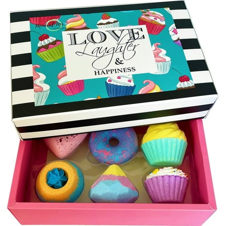 Bath Bombs Gift Set - 6pc Natural & Organic Aromatherapy BathBombs, Skin Moisturizing Bubble Bath Fizzy, Gentle for Kids, Relaxing Birthday Bath Bombs for Girls, Women, Her