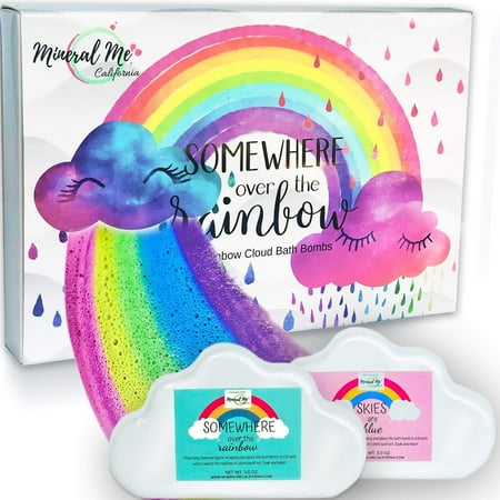 Rainbow Bath Bombs for Kids - All Natural Magic Rainbow BathBombs with Organic Ingredients, Moisturizing, Vibrant Colors & Rich Bubbles, Cloud Bath Bombs, Birthday Gifts for Kids, Girls, Boys