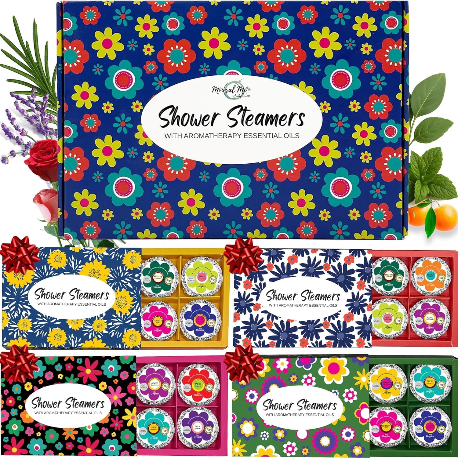 Shower Steamers for Women - 24pc Shower Bombs Aromatherapy Gift Set w/Organic Essential Oils. Shower Melts, Selfcare Gifts for Women