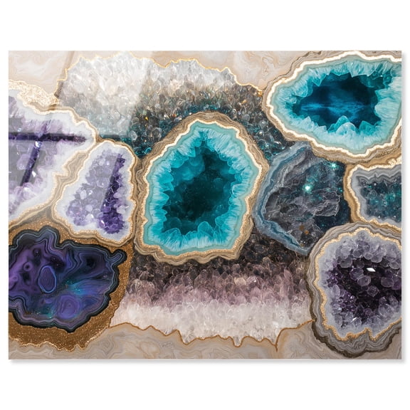 Mineral Multiverse Acrylic Blue Geode Art by Art Remedy, Ready to Hang, 20 x 16