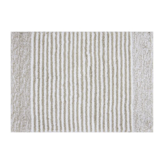 Mineral Spring Luxury Bath Stripe Tufted Polyester Bath Rug, Birch, 17" x 24"