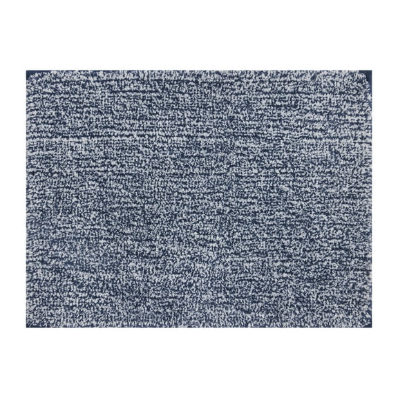 Mineral Spring Modern Luxury Mottled Polyester Tufted Bath Rug, Navy, 17" x 24"