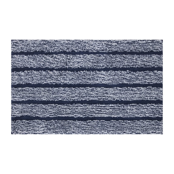 Mineral Spring Pure Bath Home Stripe Tufted Polyester 2 Piece Bath Rug Set, Balance Blue, 17" x 24" & 20" x 32"