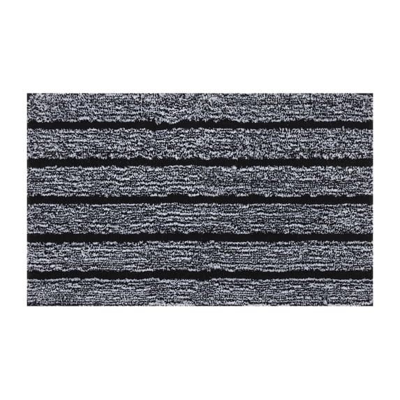 Mineral Spring Pure Bath Home Stripe Tufted Polyester Bath Rug, Black, 20" x 32"