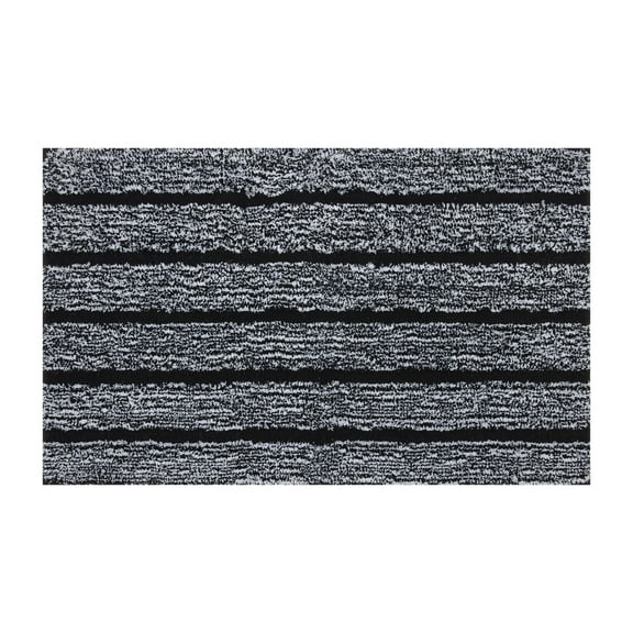 Mineral Spring Pure Bath Home Stripe Tufted Polyester Bath Rug, Black, 20" x 32"