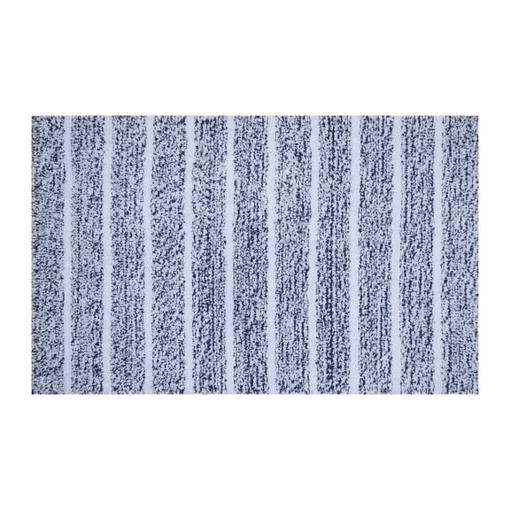 Mineral Spring Spa Luxe Stripe Polyester Tufted Bath Rug, Graphite Blue, 17" x 24"