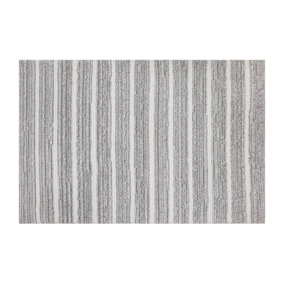Mineral Spring Spa Luxe Stripe Polyester Tufted Bath Rug, Grey Silk, 20" x 32"