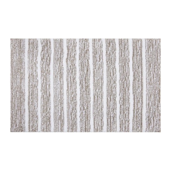 Mineral Spring Spa Luxe Stripe Polyester Tufted Bath Rug, Polished Taupe, 17" x 24"