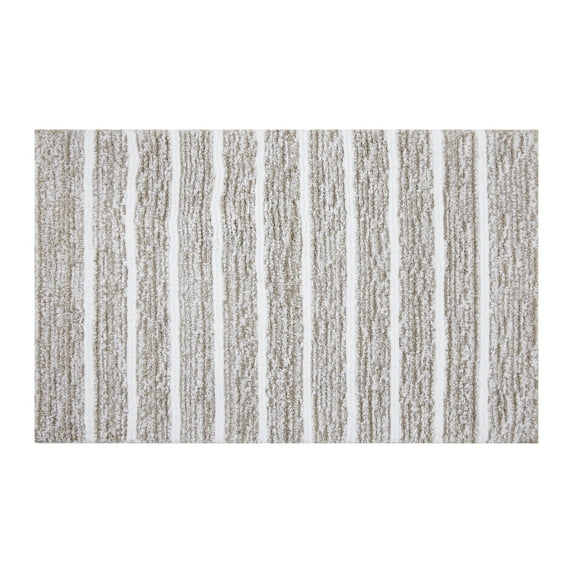 Mineral Spring Spa Luxe Stripe Polyester Tufted Bath Rug, Polished Taupe, 17" x 24"